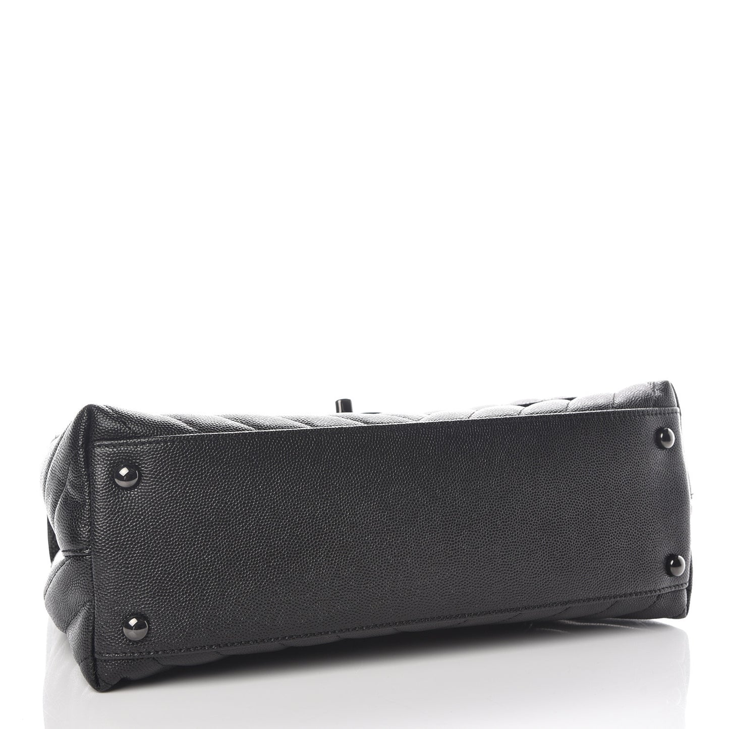 Caviar Chevron Quilted Small Coco Handle Flap So Black