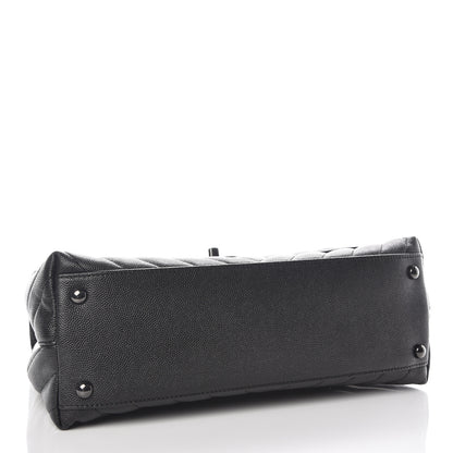 Chanel Caviar Chevron Quilted Small Coco Handle Flap So Black 4 of 10