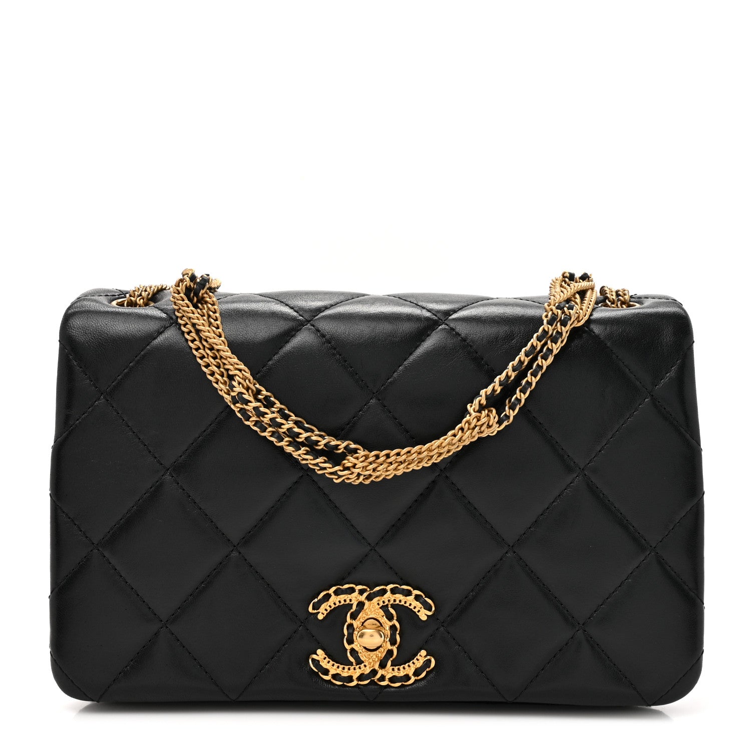 Chanel Lambskin Quilted On And On Small Chain Flap Black 1 of 15