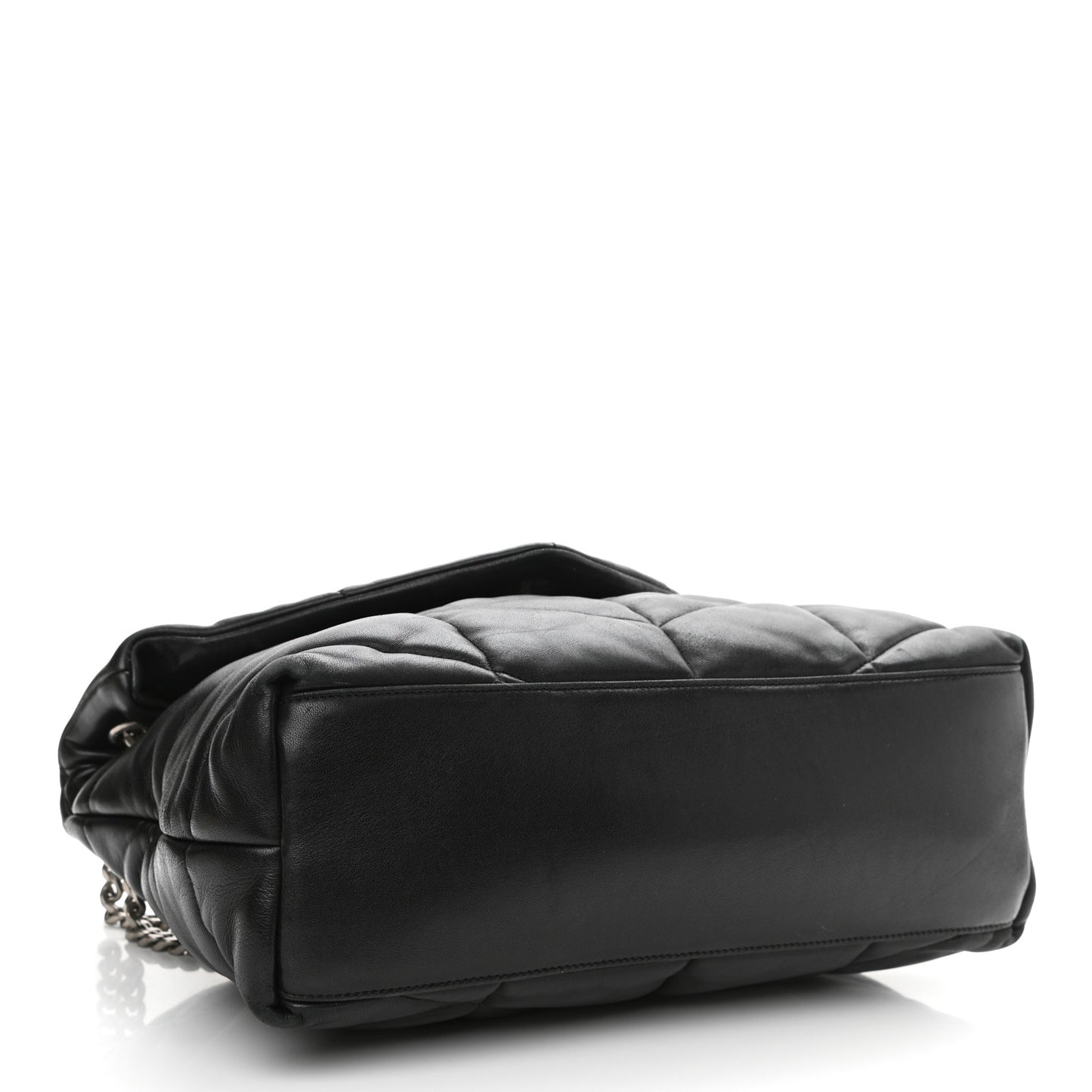 Lambskin Quilted Medium Loulou Puffer Monogram Chain Satchel Black
