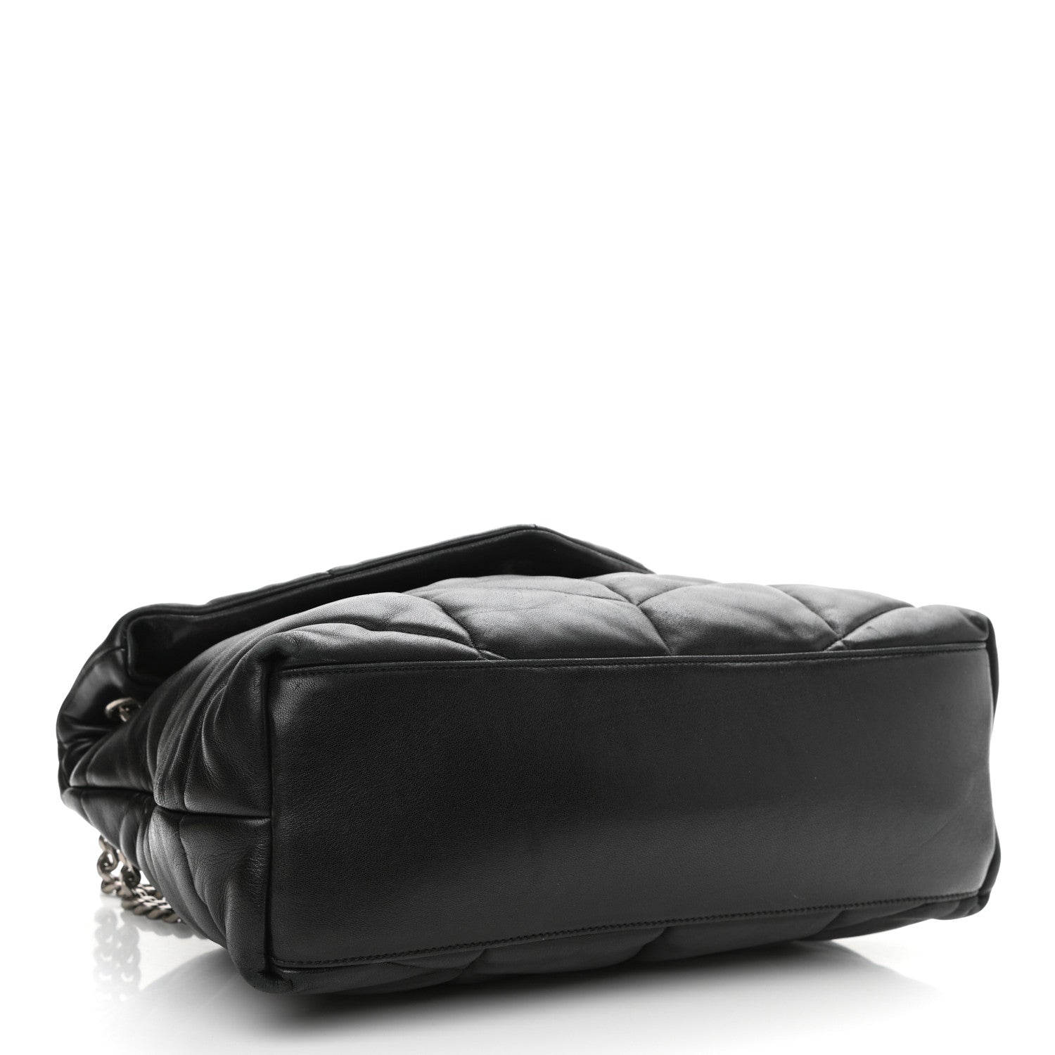 Saint Laurent Lambskin Quilted Medium Loulou Puffer Monogram Chain Satchel Black 4 of 12