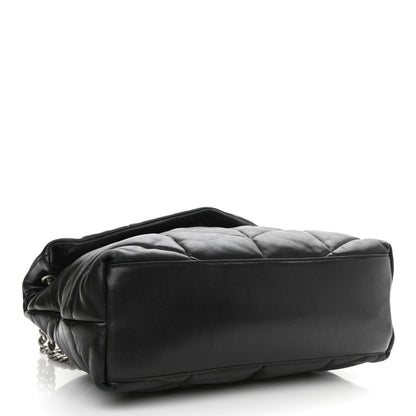 Saint Laurent Lambskin Quilted Medium Loulou Puffer Monogram Chain Satchel Black 4 of 12