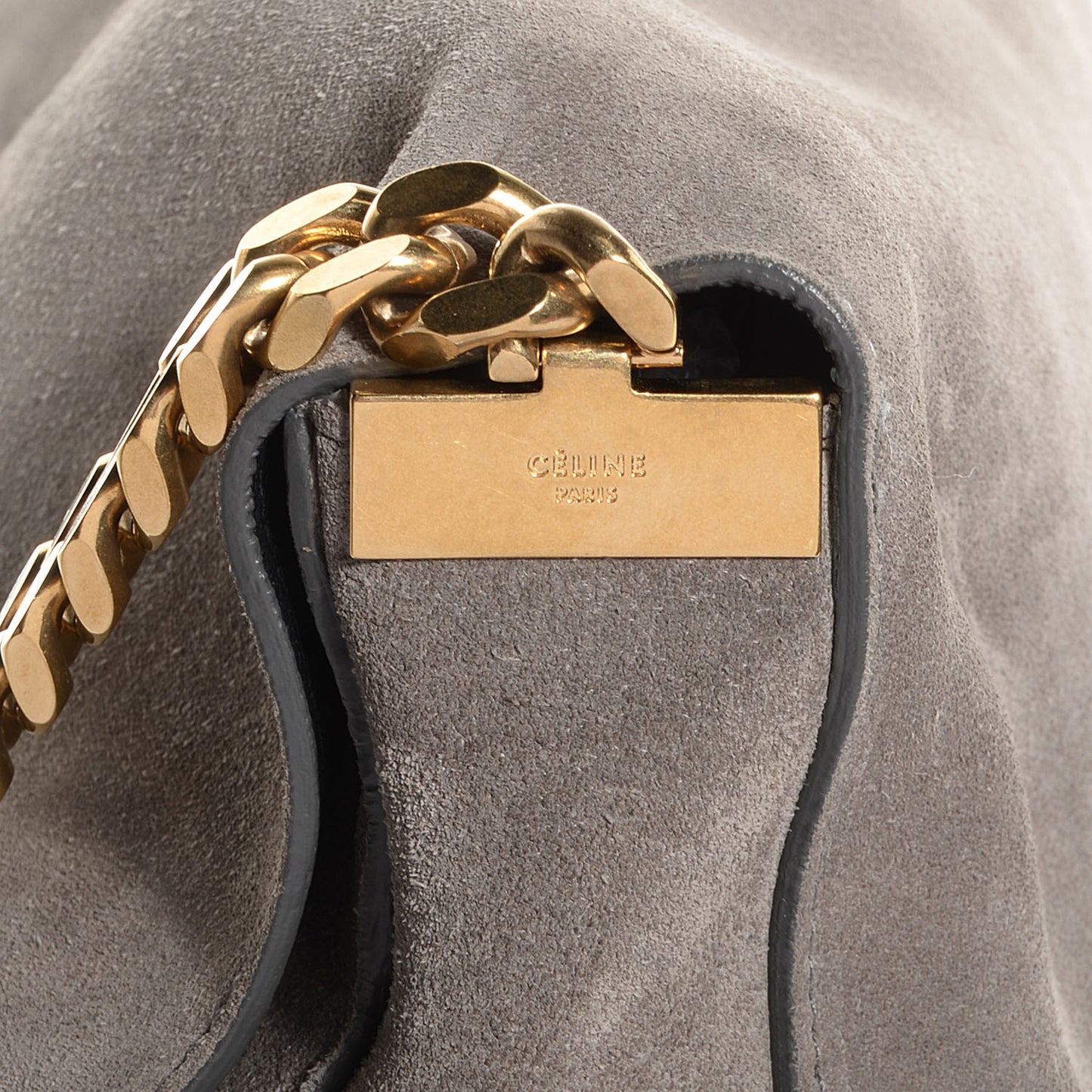 Suede Gourmette Shoulder Bag Grey