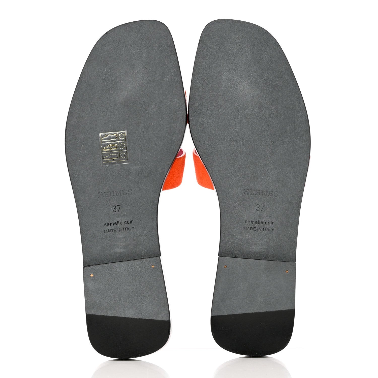 Hermes Suede Goatskin Oran Sandals 37 Orange Synthetique 5 of 9
