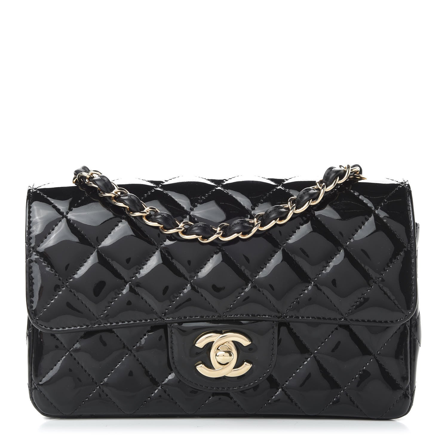 Chanel Patent Calfskin Quilted Mini Rectangular Flap Black 1 of 10