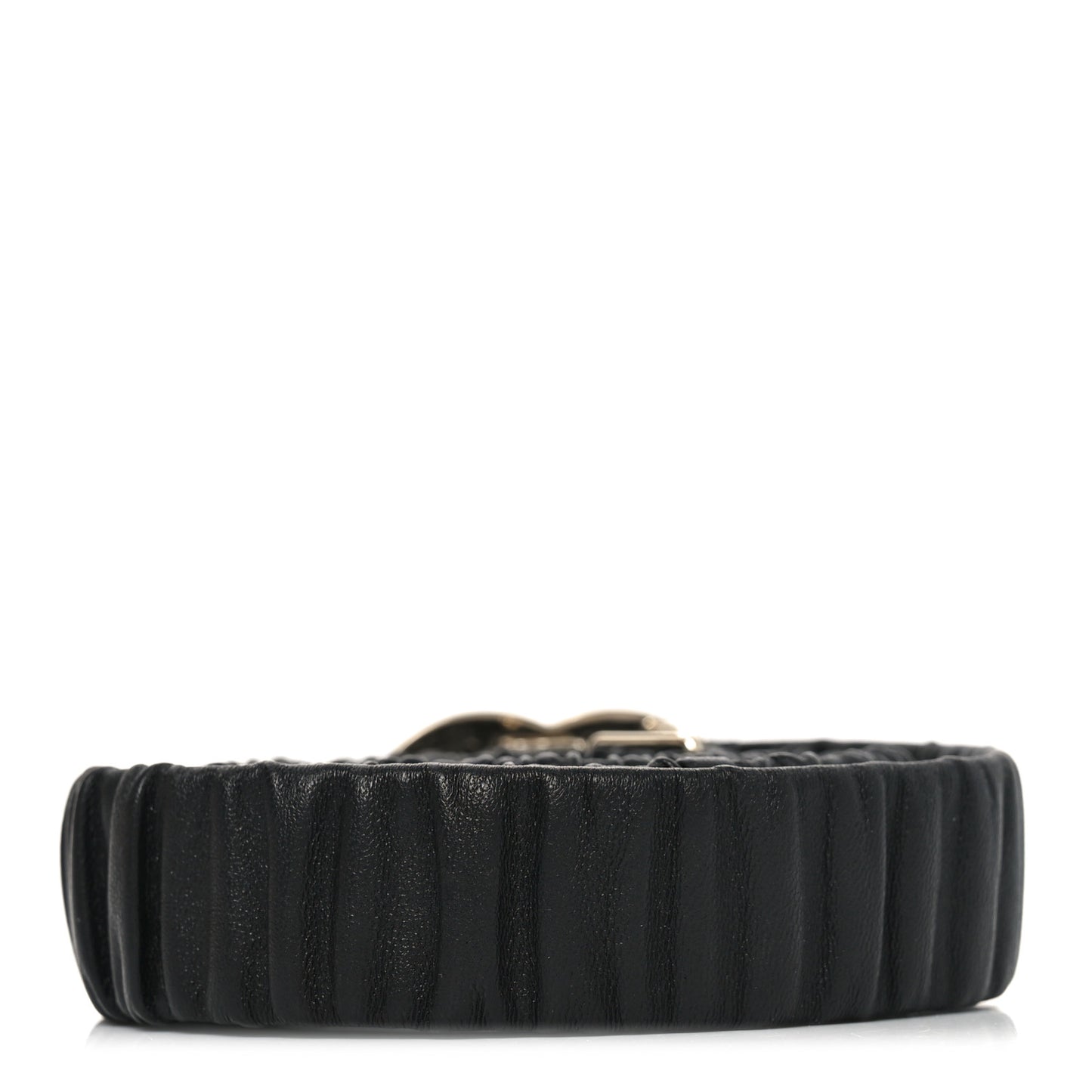 Lambskin Ruched CC Belt 80 32 Black