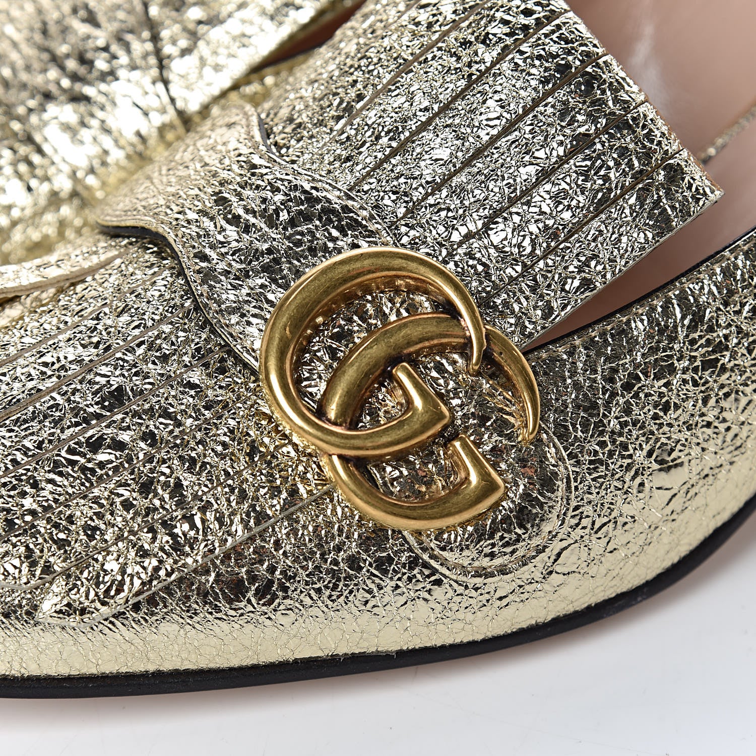 Gucci Galassia GG Marmont Fringe 50mm Loafer Pumps 41 Platino 8 of 11
