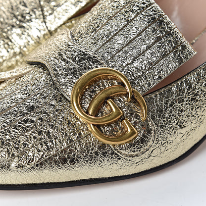 Gucci Galassia GG Marmont Fringe 50mm Loafer Pumps 41 Platino 8 of 11