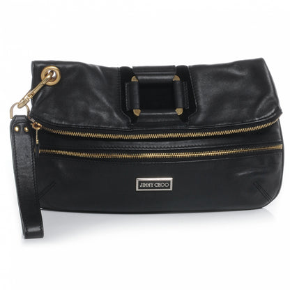 Jimmy Choo Leather Mave Foldover Clutch Black 1 of 7