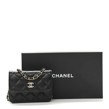 Chanel Lambskin Quilted Mini Coco Bow Clutch With Chain Black 12 of 12