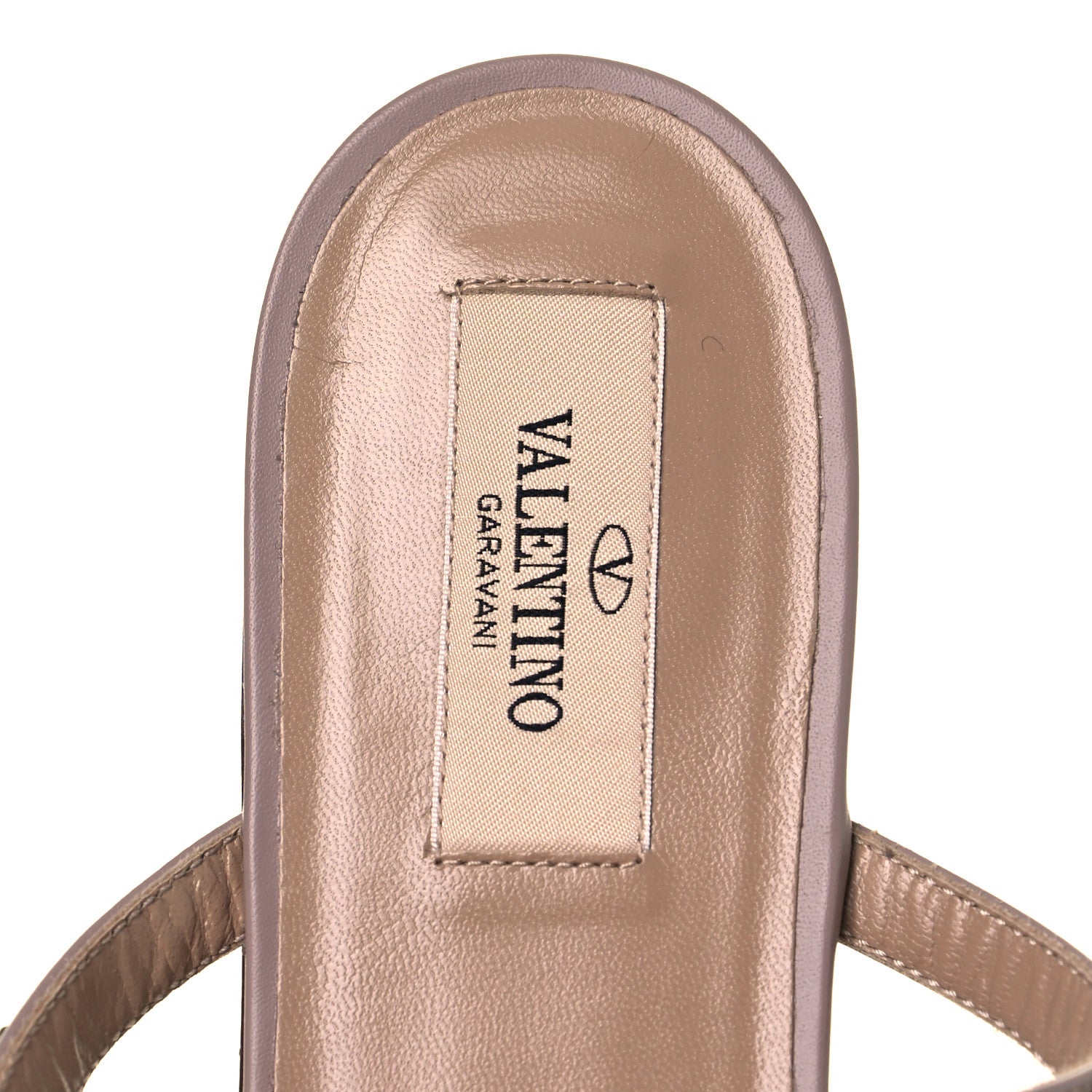 Valentino Garavani Pebbled Calfskin Rockstud Flat Cage Mules 39.5 Poudre 7 of 8