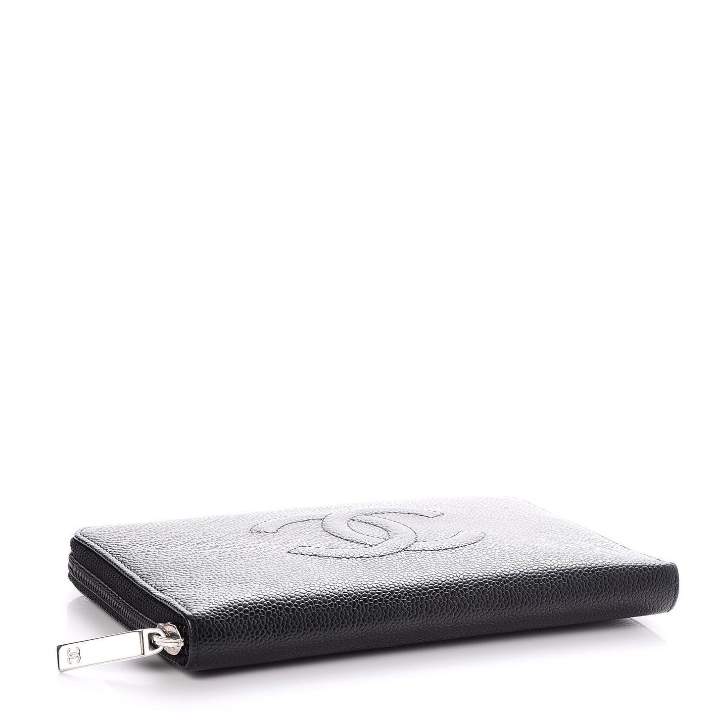 Caviar Large Timeless CC Zip Around Organizer Wallet Black