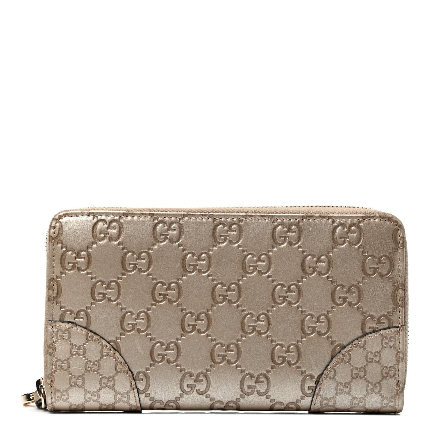 Gucci Metallic Guccissima Microguccissima Bree Zip Around Wallet Golden Beige 1 of 4