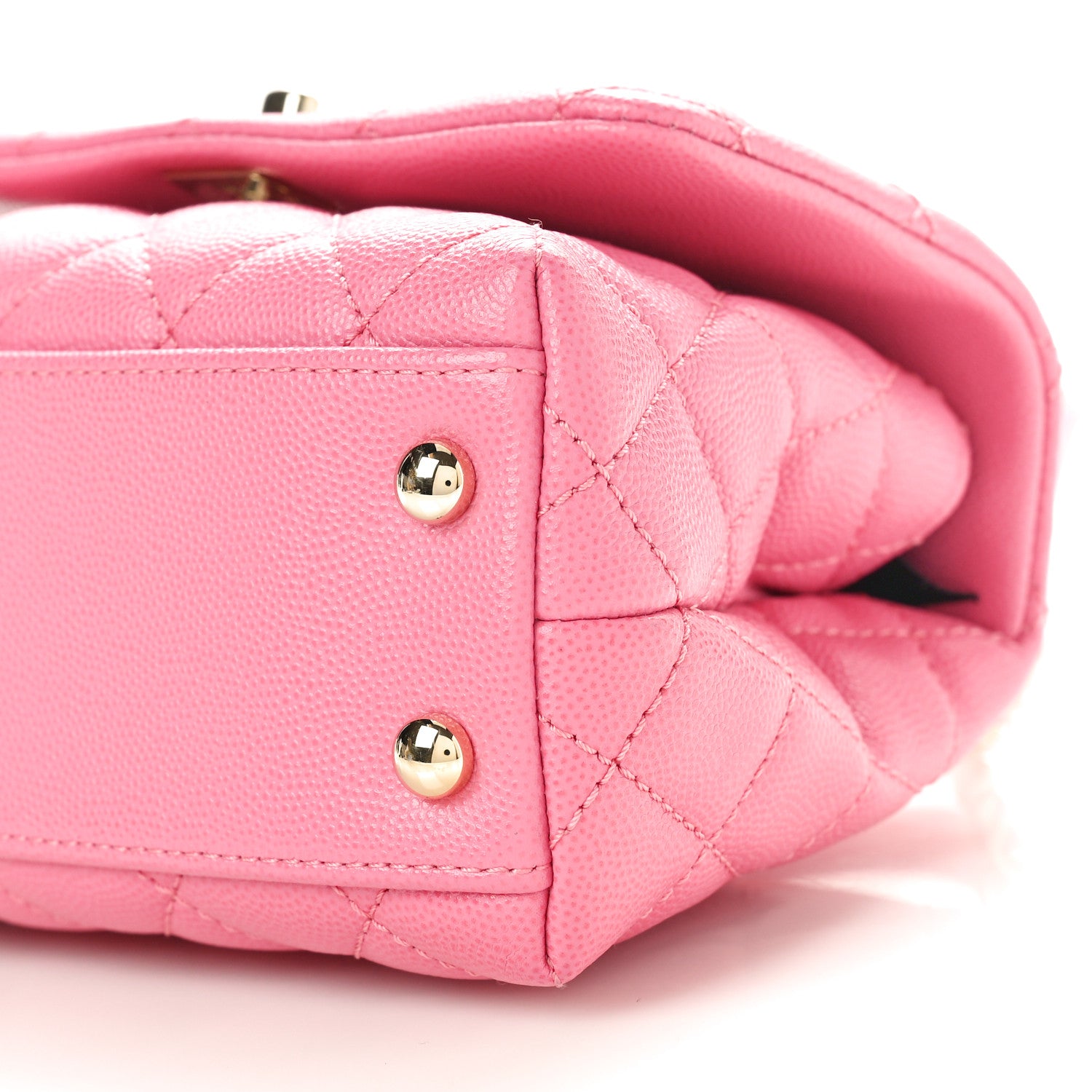 Chanel Caviar Quilted Lizard Embossed Extra Mini Coco Handle Flap Pink 9 of 10