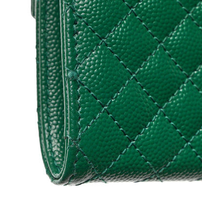 Saint Laurent Grain De Poudre Textured Mixed Matelasse Triquilt Small Monogram Envelope Wallet Green 8 of 8