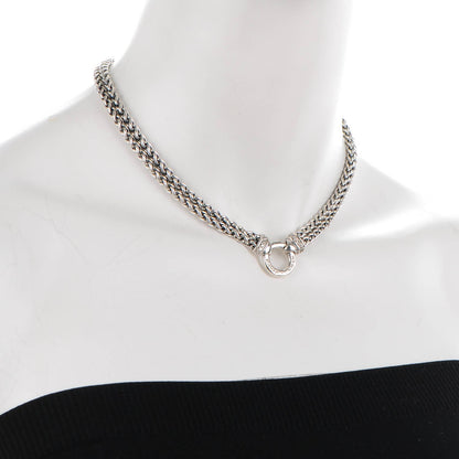 David Yurman Sterling Silver Diamond Double Wheat Chain Necklace 17mm 2 of 5