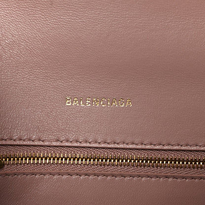 Balenciaga Shiny Calfskin Crocodile Embossed Small Hourglass Top Handle Bag Nude Beige 6 of 14