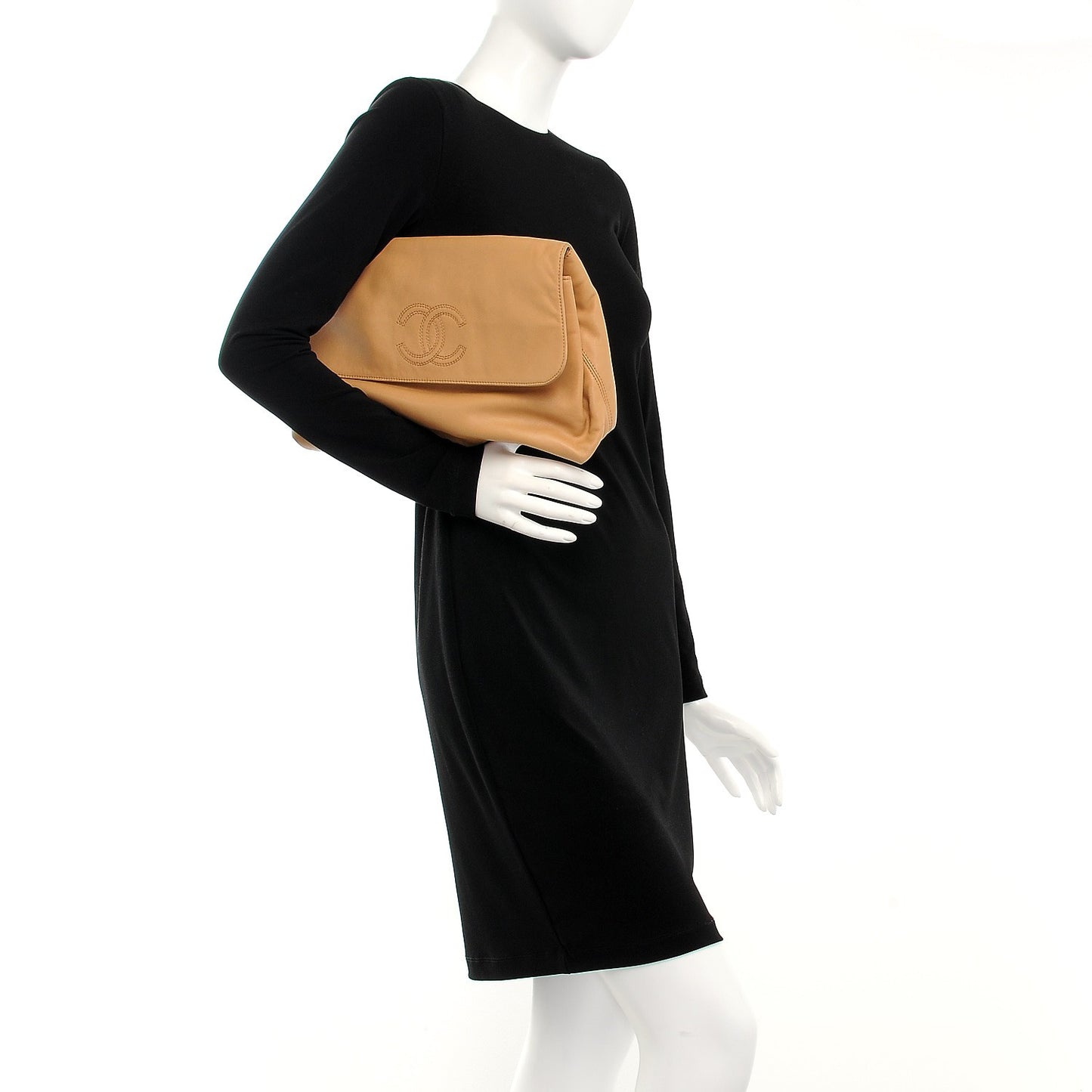 Lambskin CC Flap Clutch Beige