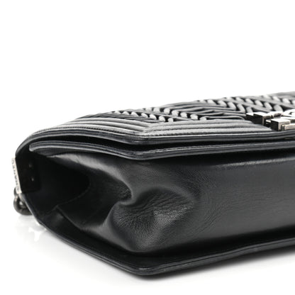Chanel Lambskin Pleated Medium Boy Flap Black 9 of 12