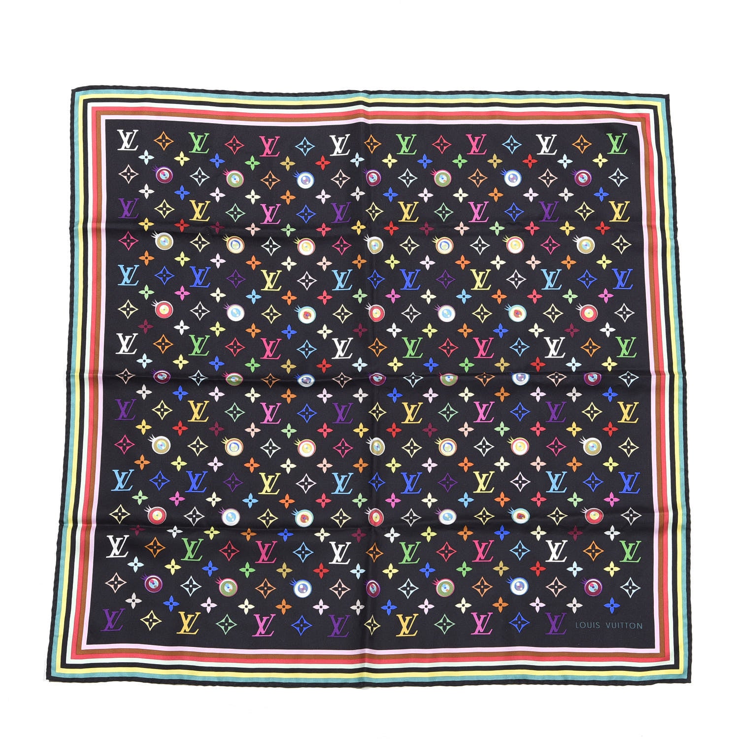 Louis Vuitton Silk Multicolor Eye Love Scarf Black 1 of 4