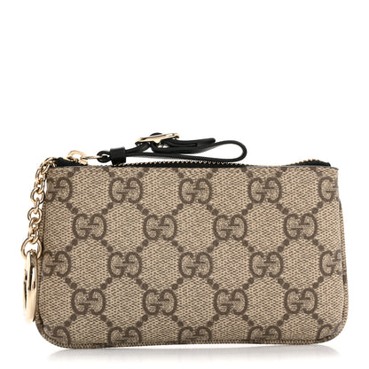 Gucci GG Supreme Monogram Selleria Key Case  Beige Black 1 of 8