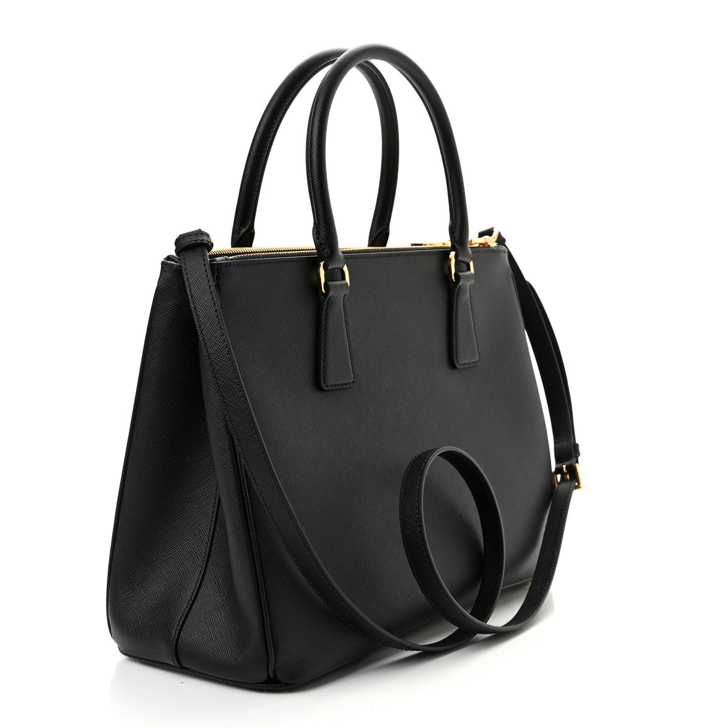 Saffiano Medium Galleria Double Zip Tote Black