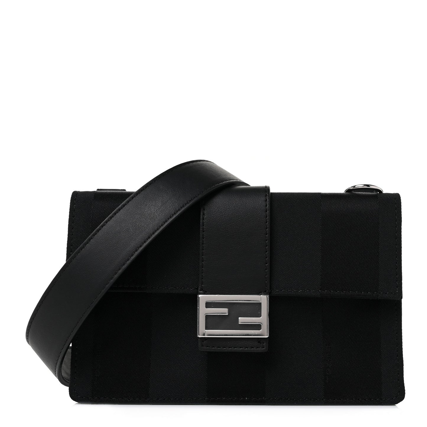 Recycled Nylon Vitello Grace Light Pequin Baguette Belt Pouch Black