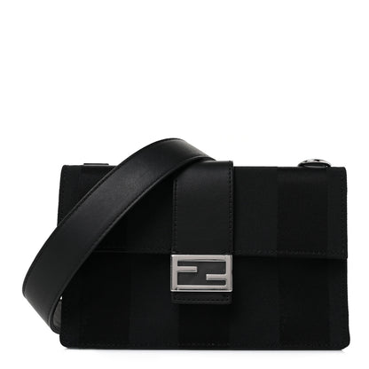 Fendi Recycled Nylon Vitello Grace Light Pequin Baguette Belt Pouch Black 1 of 9