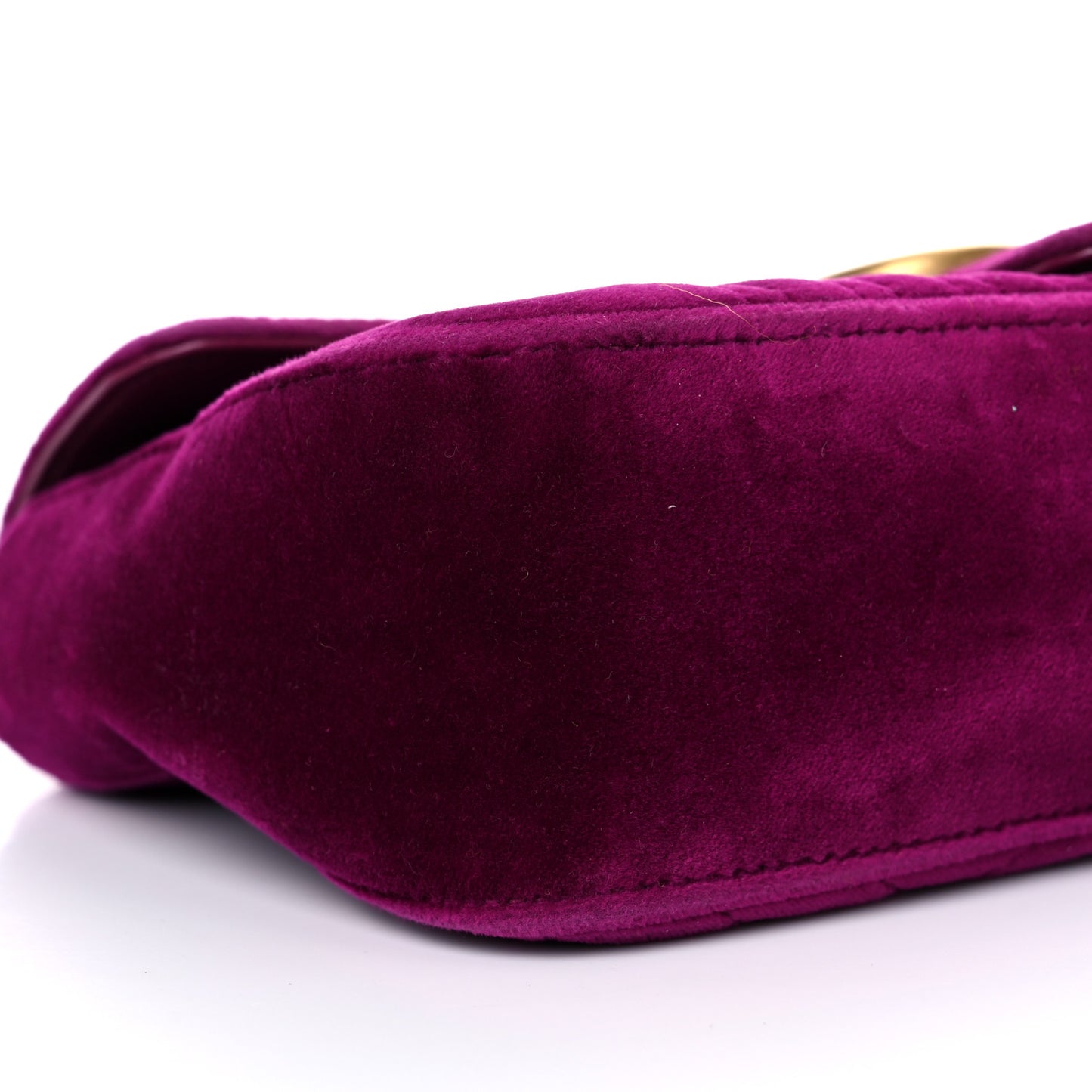 Velvet Matelasse Small GG Marmont Shoulder Bag Fuchsia Violet Cyclamen