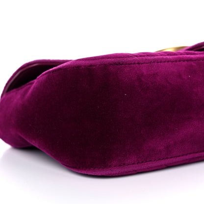 Gucci Velvet Matelasse Small GG Marmont Shoulder Bag Fuchsia Violet Cyclamen 9 of 22