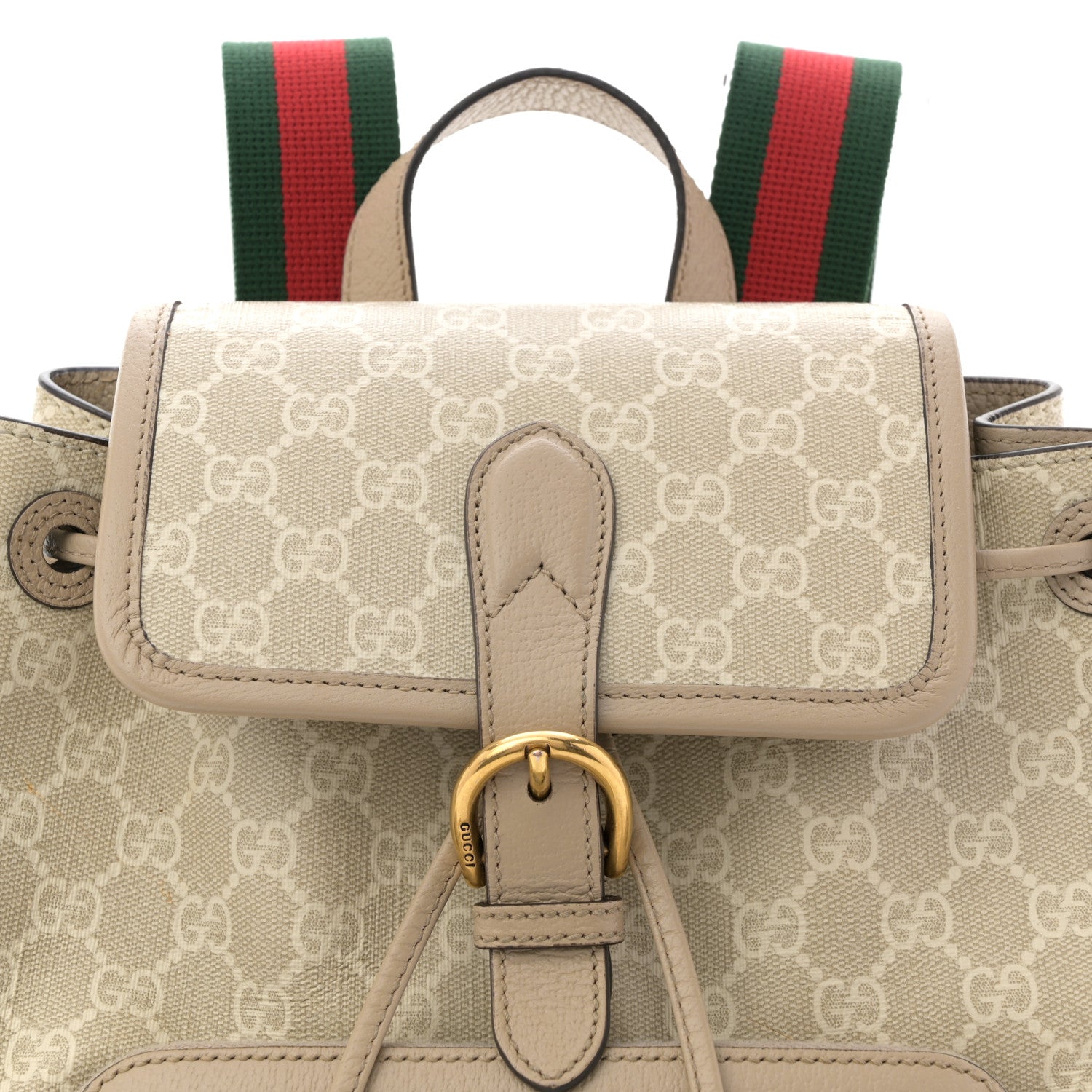 Gucci GG Supreme Monogram Azalea Calfskin Retro Interlocking G Buckle Backpack Beige Mystic White 8 of 11