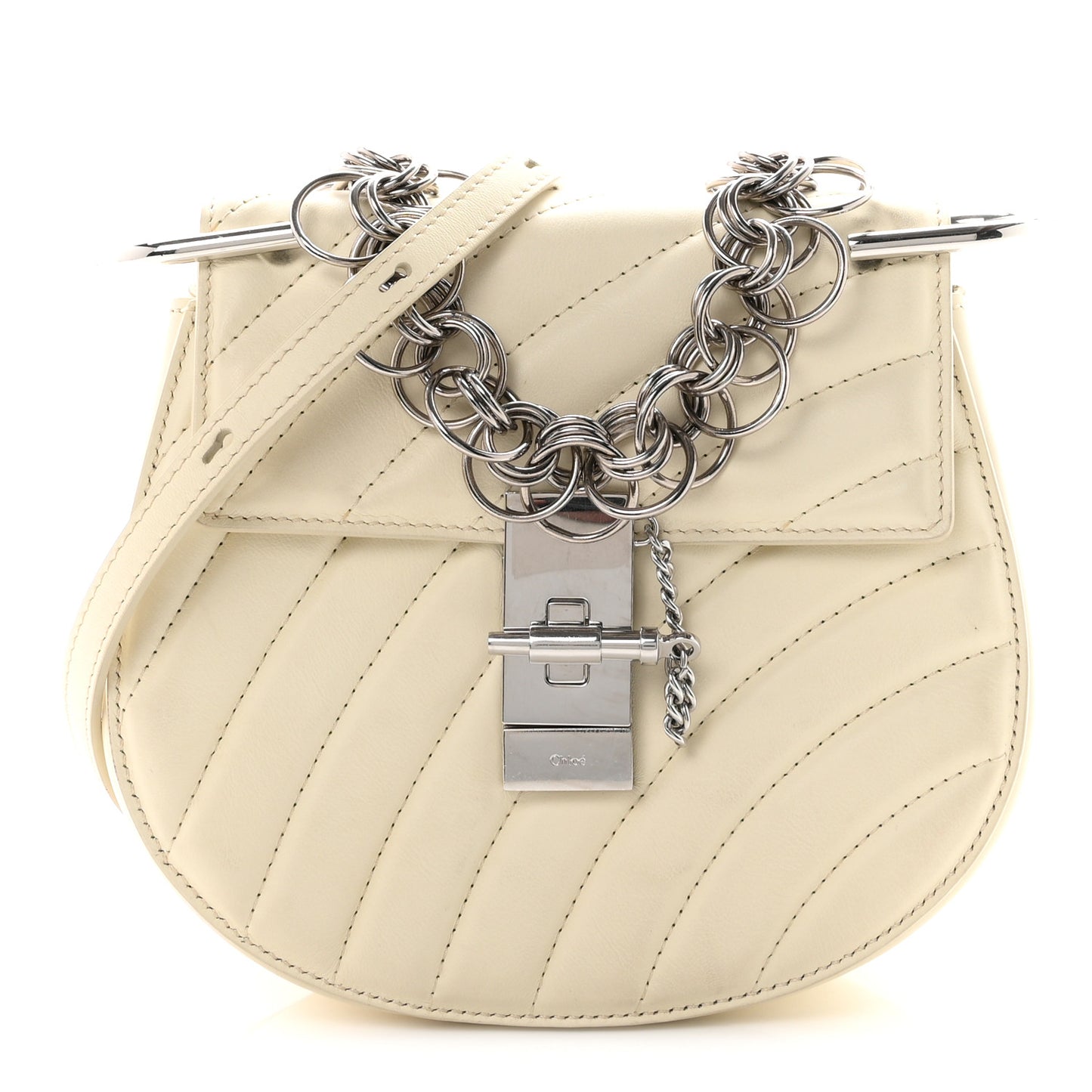 Calfskin Quilted Mini Drew Bijou Shoulder Bag  Natural White