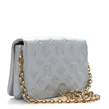 Louis Vuitton Metallic Lambskin Embossed Monogram Pochette Coussin Silver 3 of 9