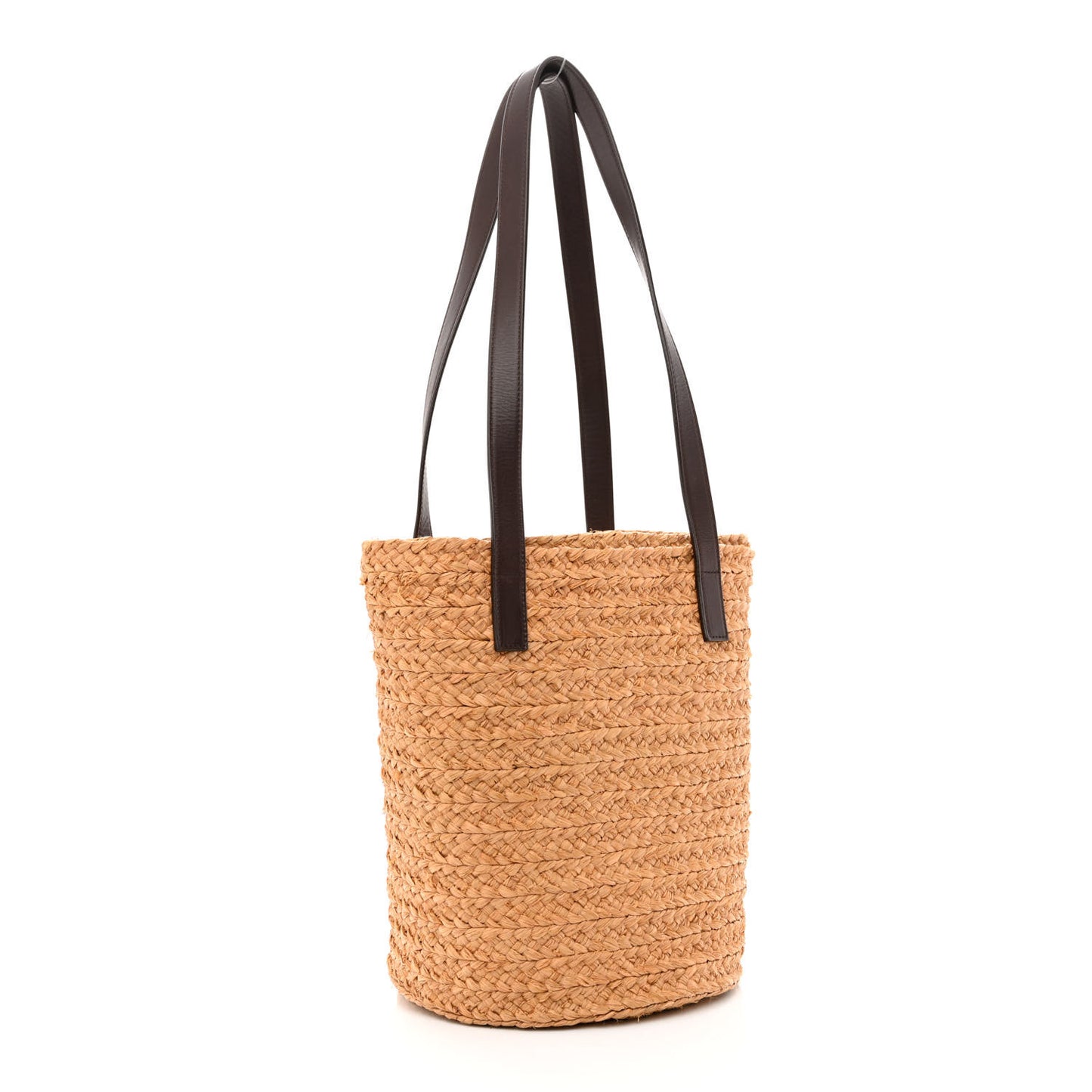 Raffia Calfskin Small Panier Tote Naturale Nut