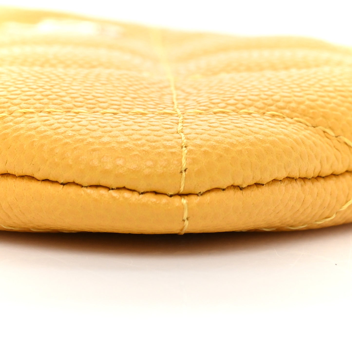 Caviar Quilted Small Cosmetic Case Yellow