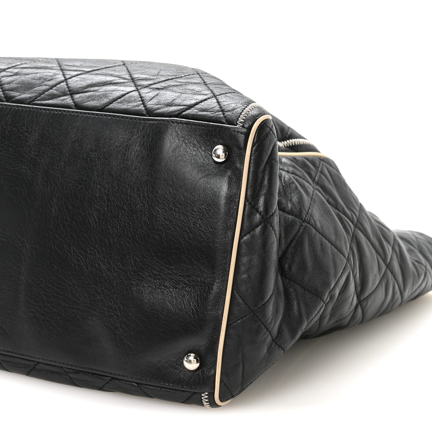 Lambskin Quilted Large East West Tote Black