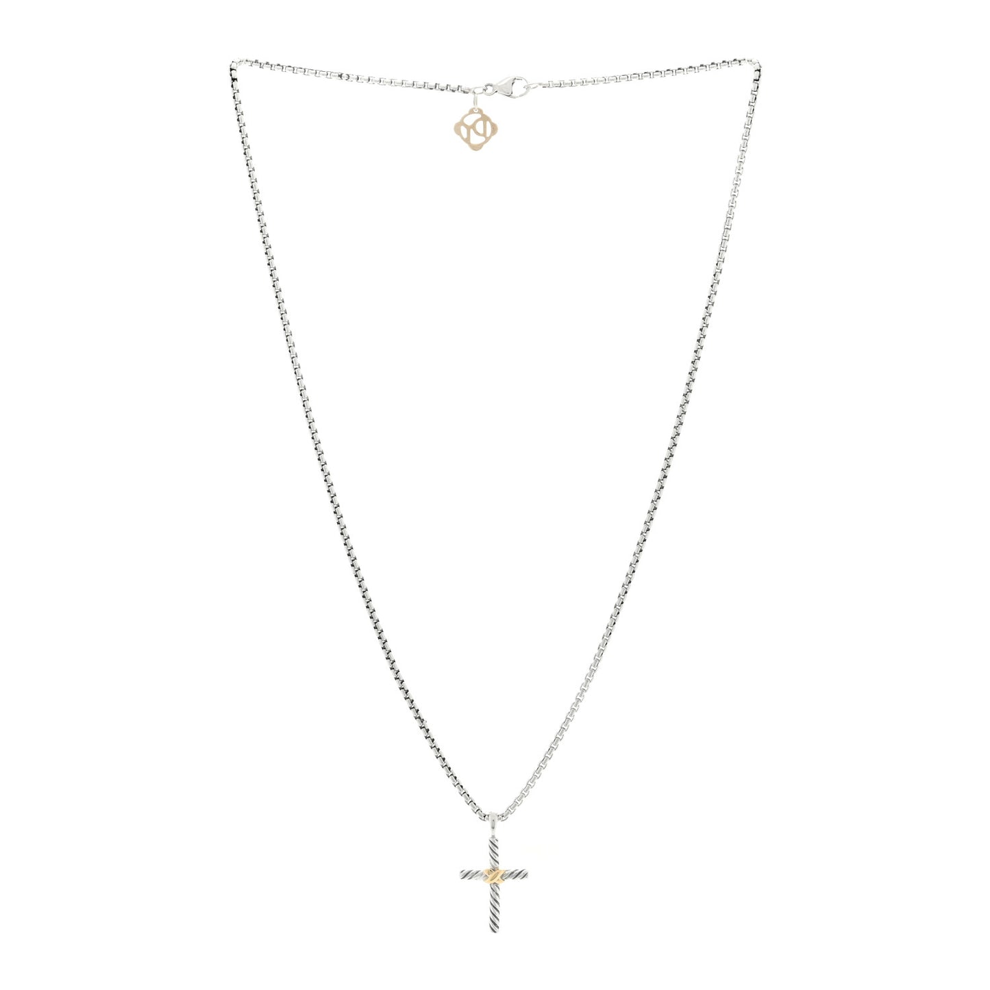 Sterling Silver 14K Yellow Gold Petite X Cross Pendant Necklace