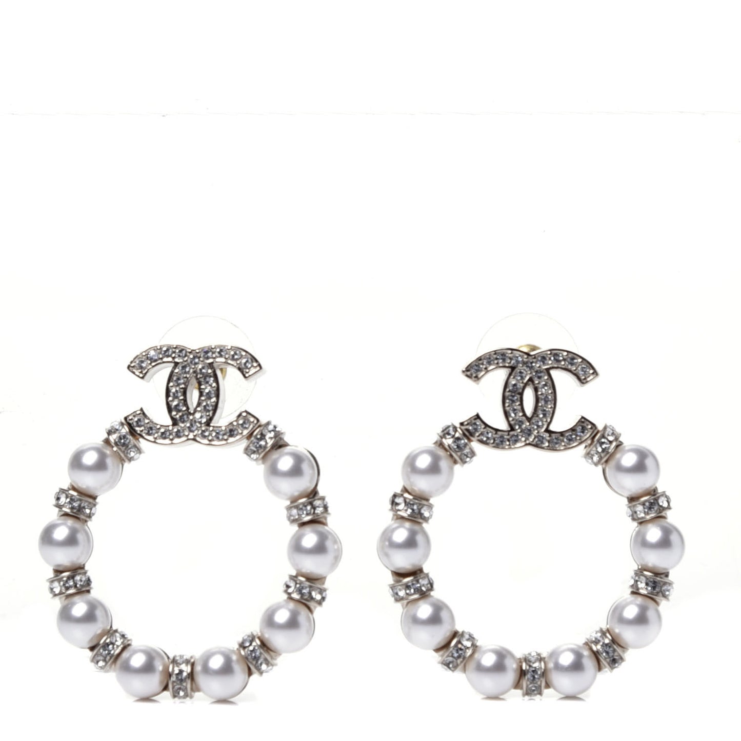 Pearl Crystal Nefertiti CC Drop Earrings Gold