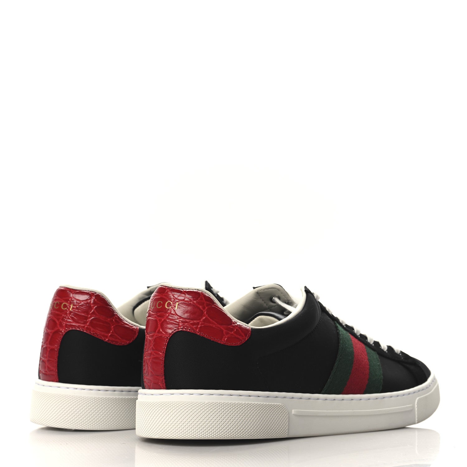 Gucci Econyl Nylon Diva Crocodile Web Mens Ace Sneakers 9 Black 5 of 9
