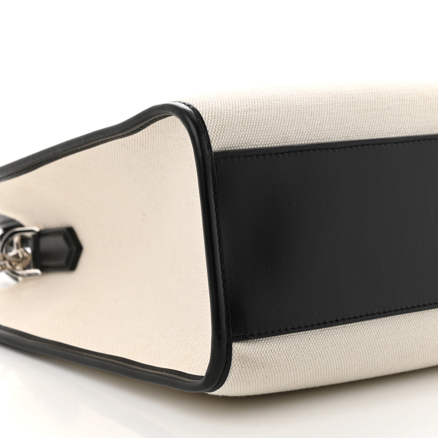 Canvas Calfskin Small DG Logo Shopper Natural Black