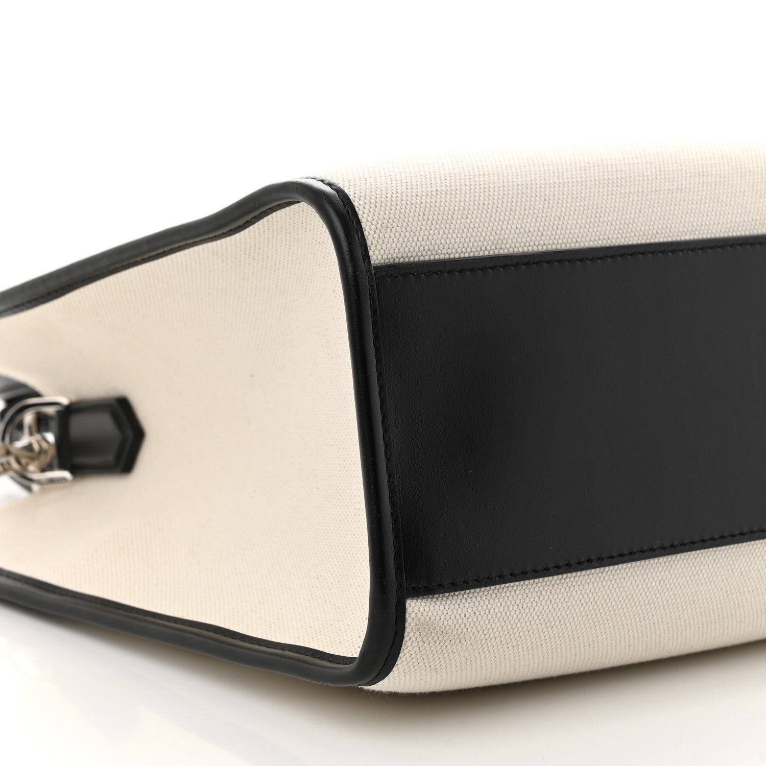 Dolce & Gabbana Canvas Calfskin Small DG Logo Shopper Natural Black 9 of 10