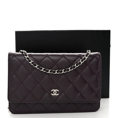 Chanel Lambskin Quilted Wallet On Chain WOC Purple 22 of 23