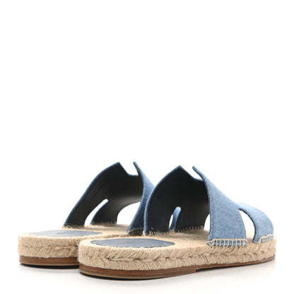 Hermes Denim Canvas Antigua Espadrille Sandals 40 Bleu Clair 4 of 9