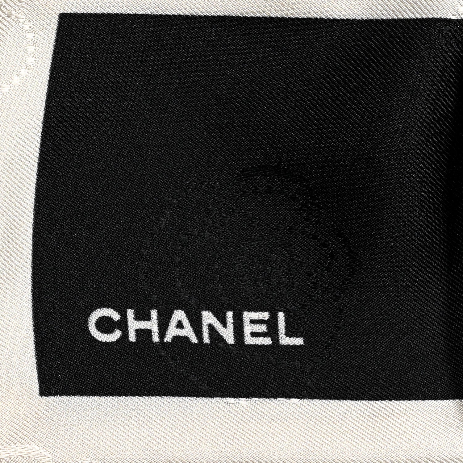 Chanel Silk Hair Tie Black Ivory 3 of 4