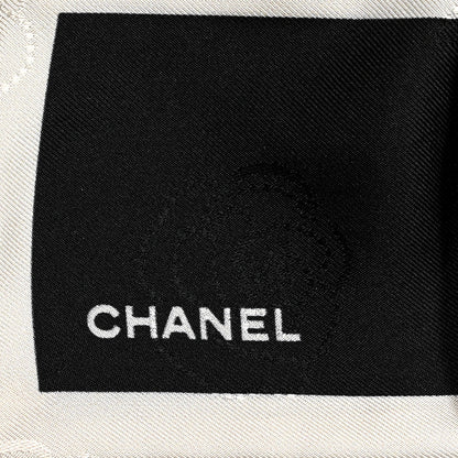 Chanel Silk Hair Tie Black Ivory 3 of 4