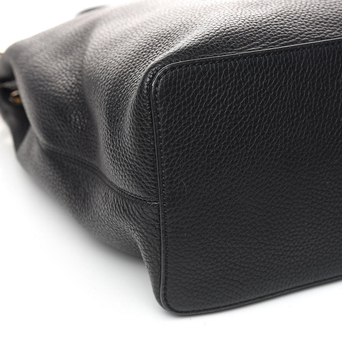 Pebbled Calfskin Large Soho Hobo Black