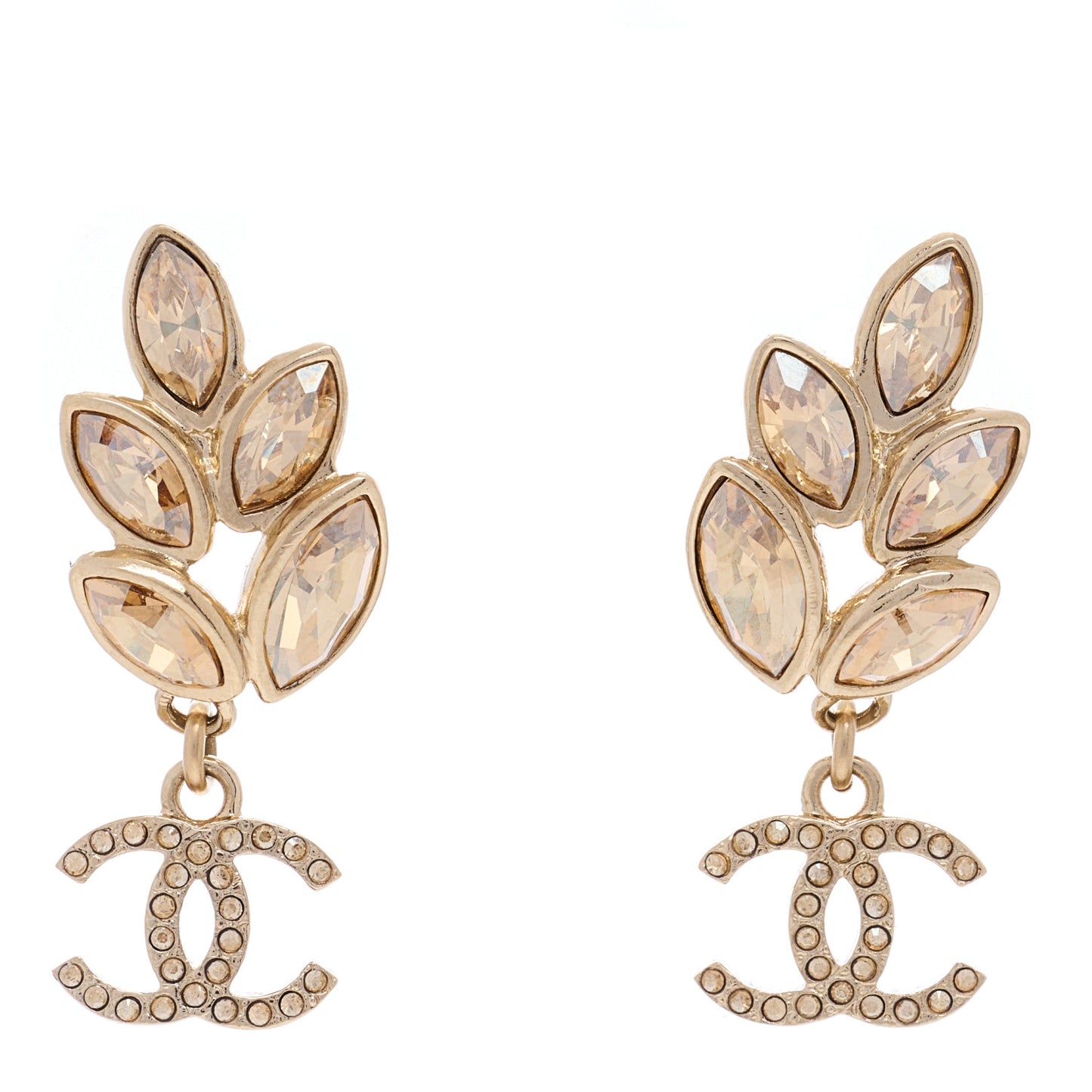 Crystal Sparkling Wheat CC Drop Earrings Gold
