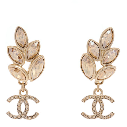 Chanel Crystal Sparkling Wheat CC Drop Earrings Gold 1 of 4