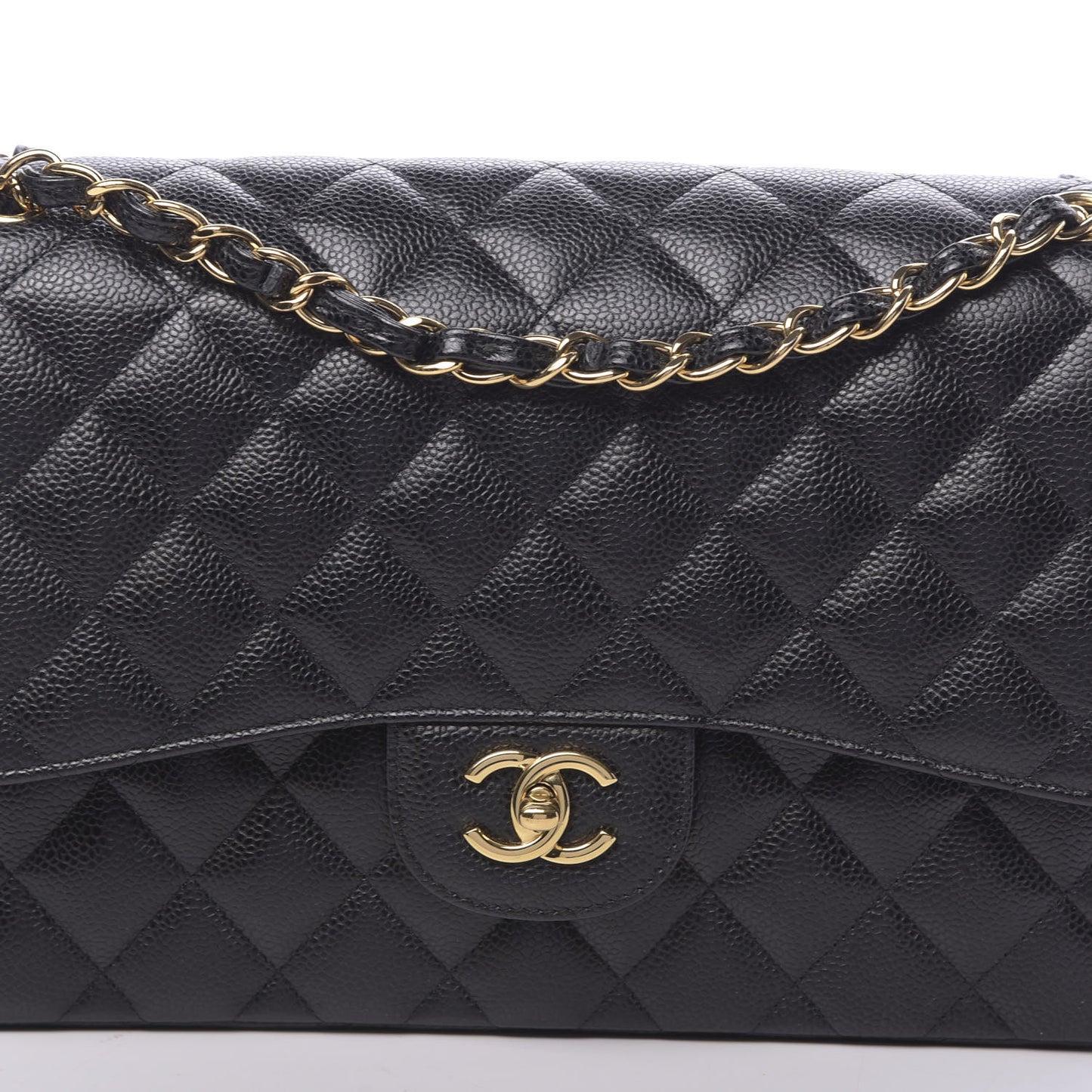Caviar Quilted Jumbo Double Flap Black