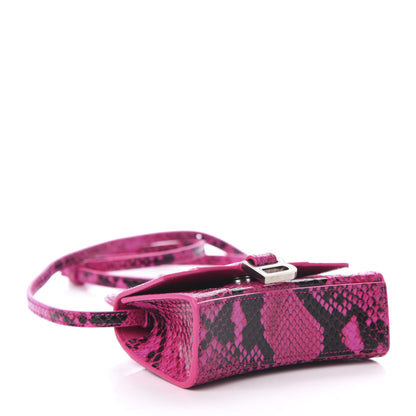 Balenciaga Shiny Calfskin Python Effect Hourglass Top Handle Bag Mini Fuchsia Black 4 of 9